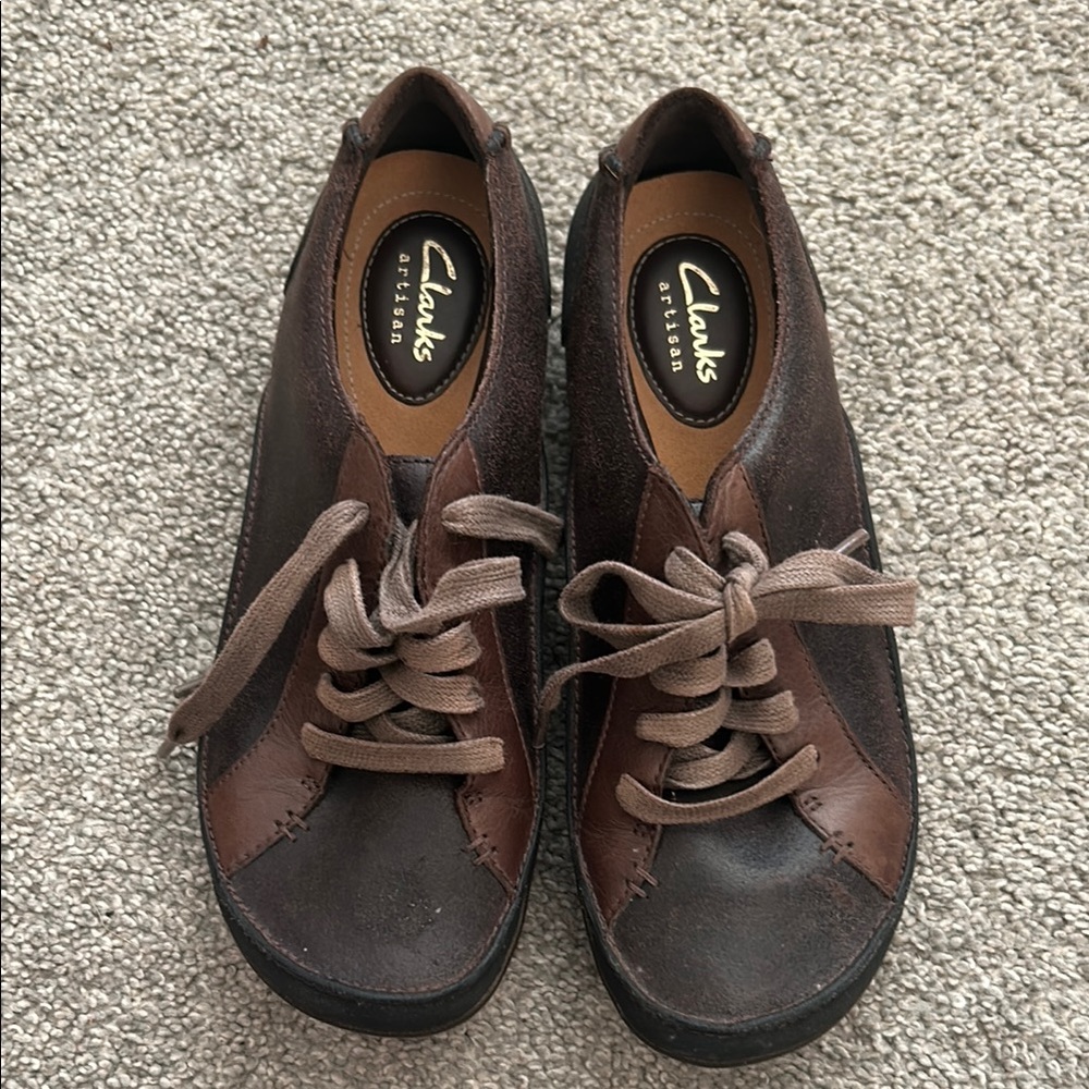 Clarks Dark Brown Leather Lace-Up Shoes